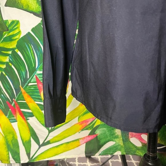 EUC Worthington Medium Navy Blue Red White Stripe Nautical Preppy Classic Blouse - Picture 7 of 8